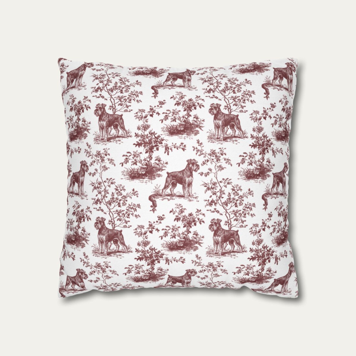 Schnauzer Burgundy French Toile Pillow
