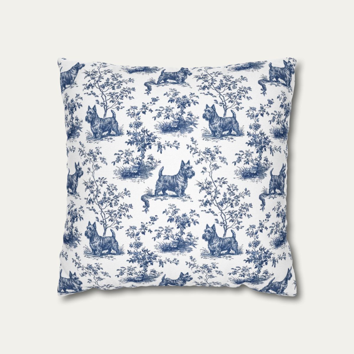 Scottish Terrier Blue French Toile Pillow