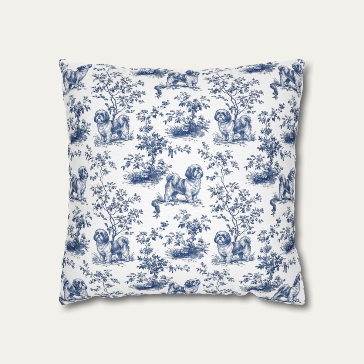 Shih Tzu Blue French Toile Pillow