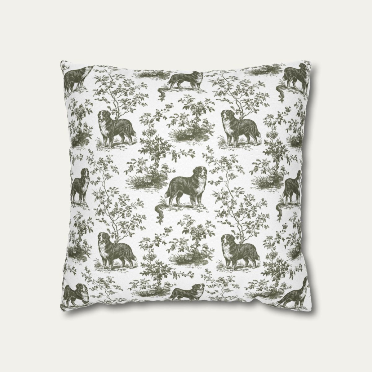 Bernese Mountain Sage Green French Toile Pillow