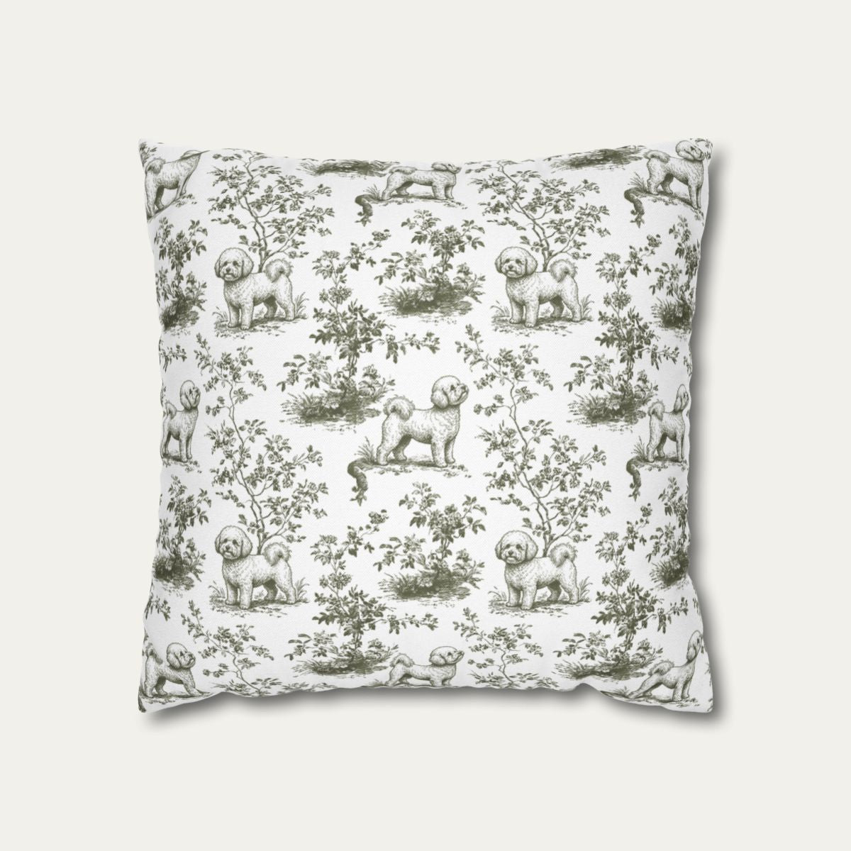 Bichon Frise Sage Green French Toile Pillow