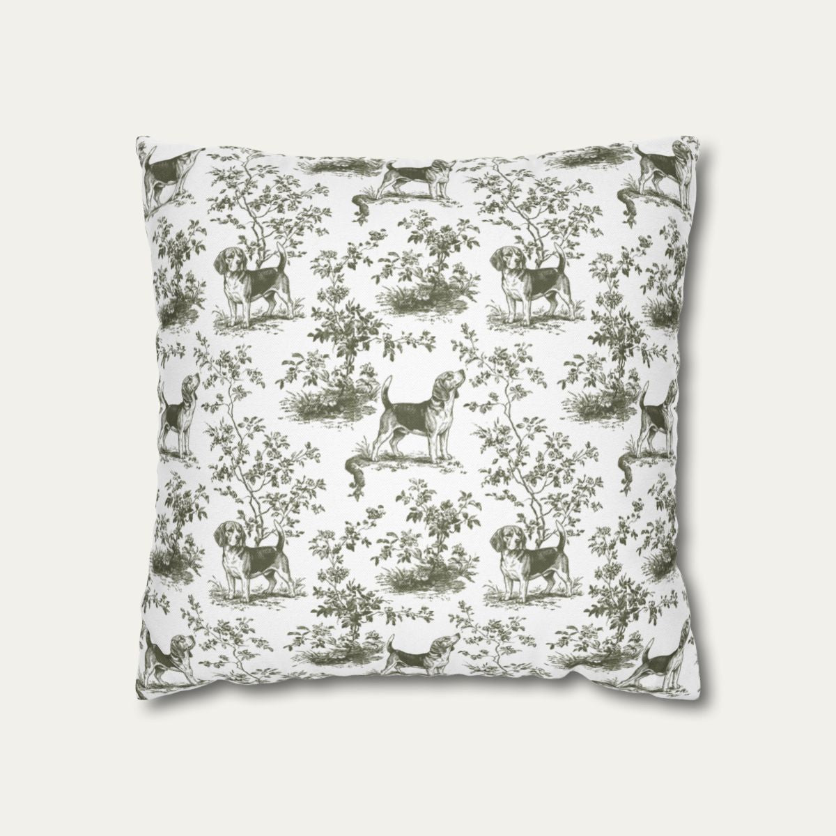 Beagle Sage Green French Toile Pillow