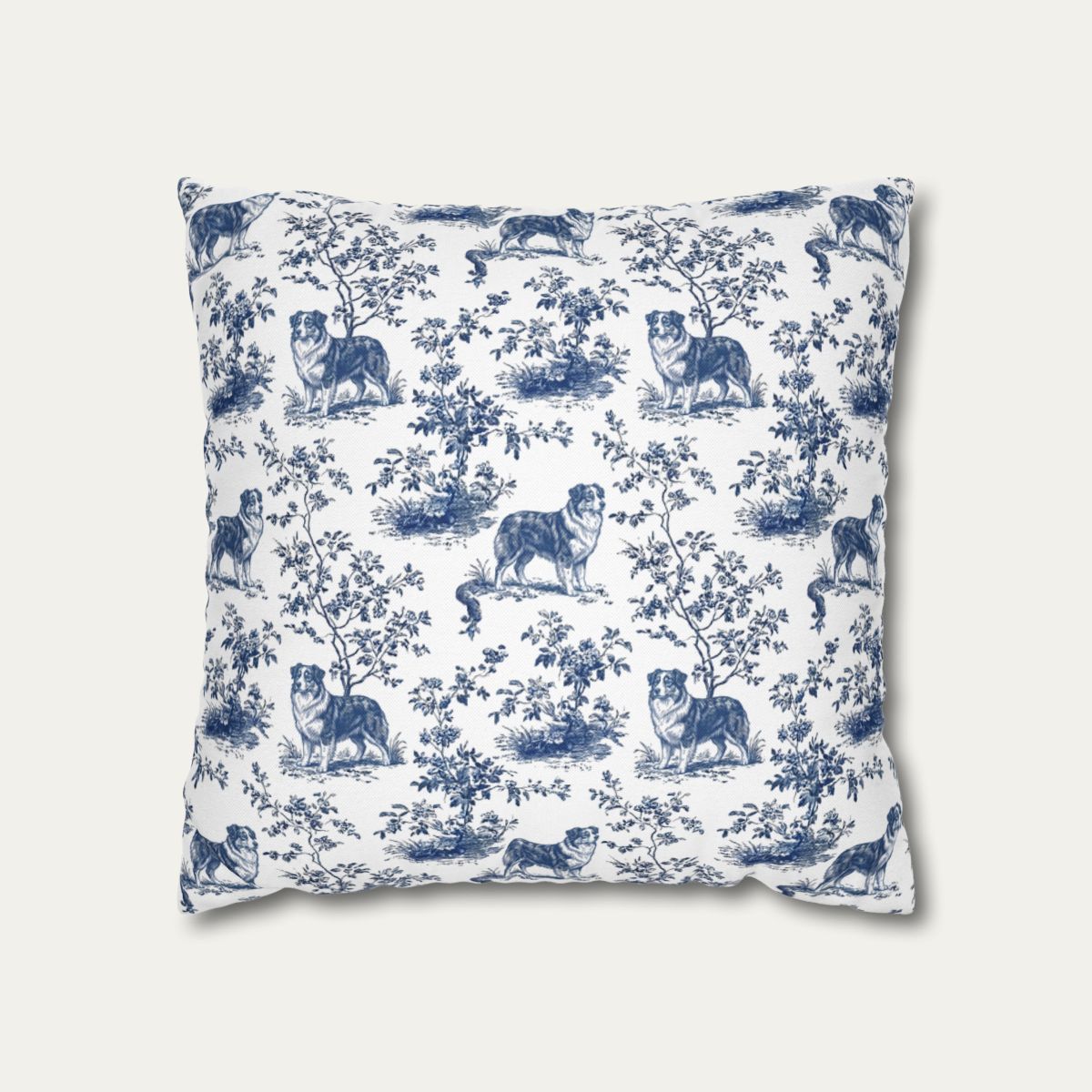 Australian Shepherd Blue French Toile Pillow