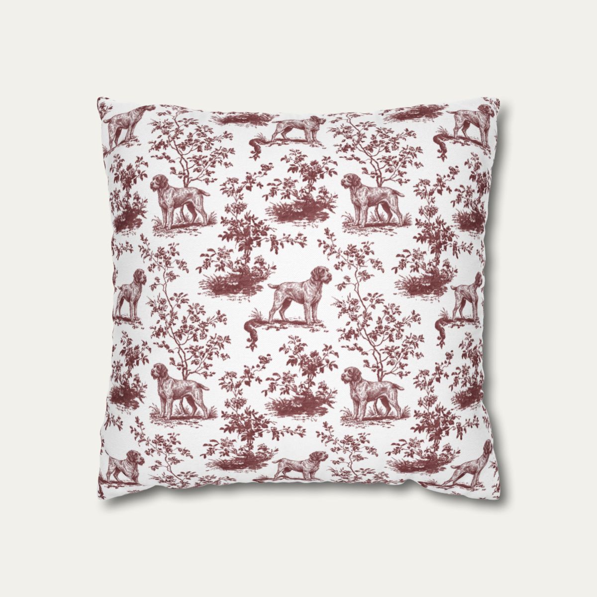 Wirehaired Pointing Griffon Burgundy French Toile Pillow
