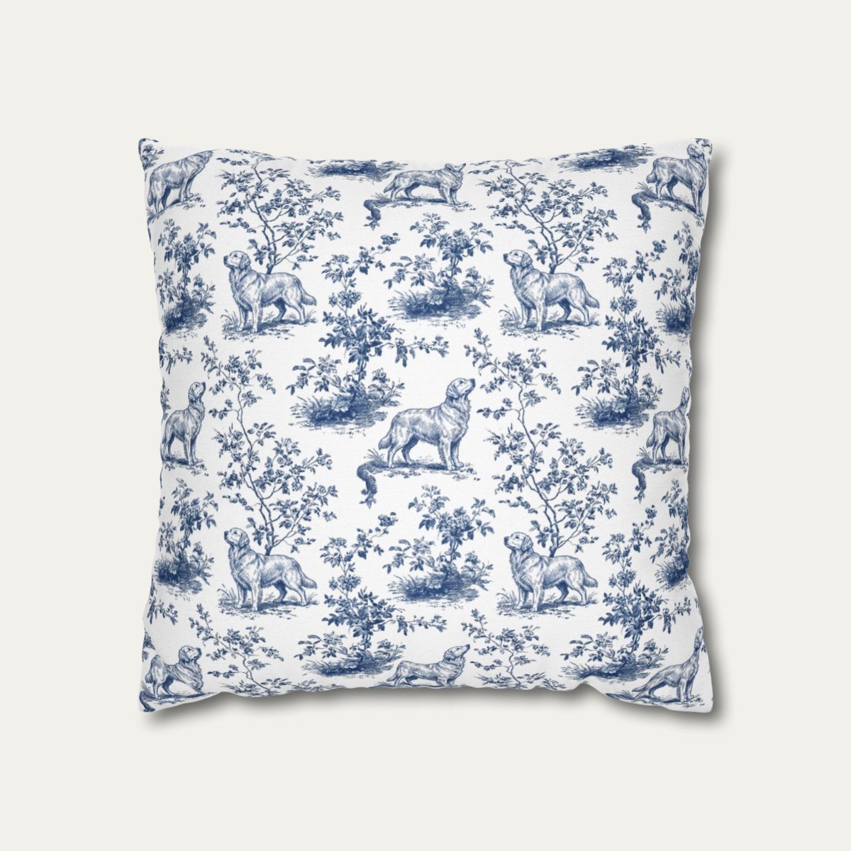 Golden Retriever Blue French Toile Pillow