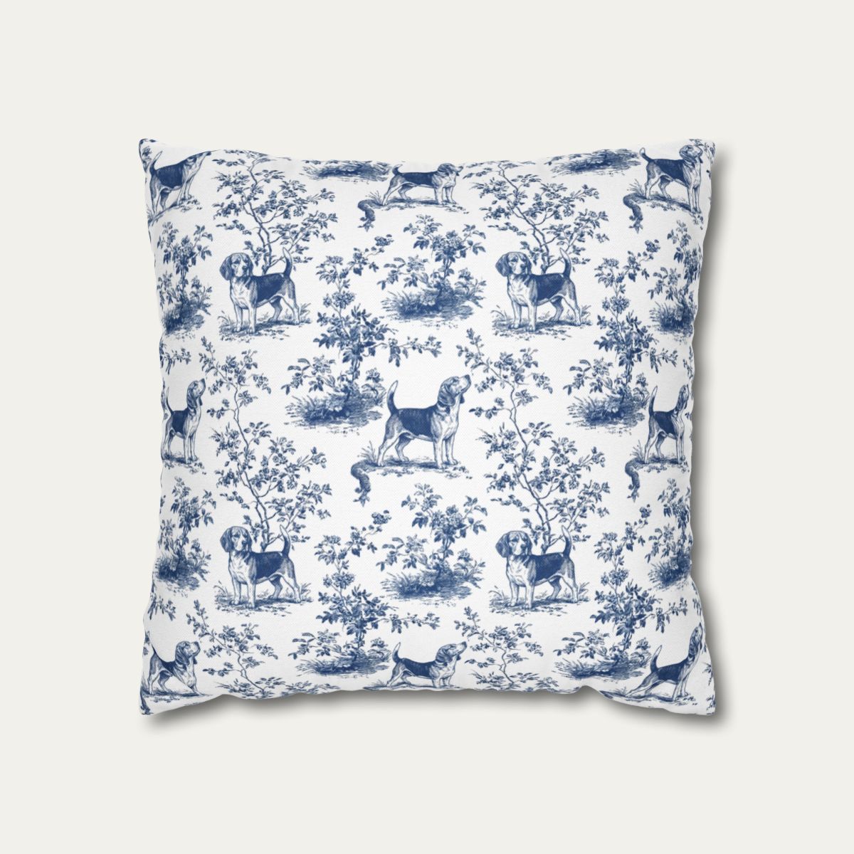Beagle Blue French Toile Pillow