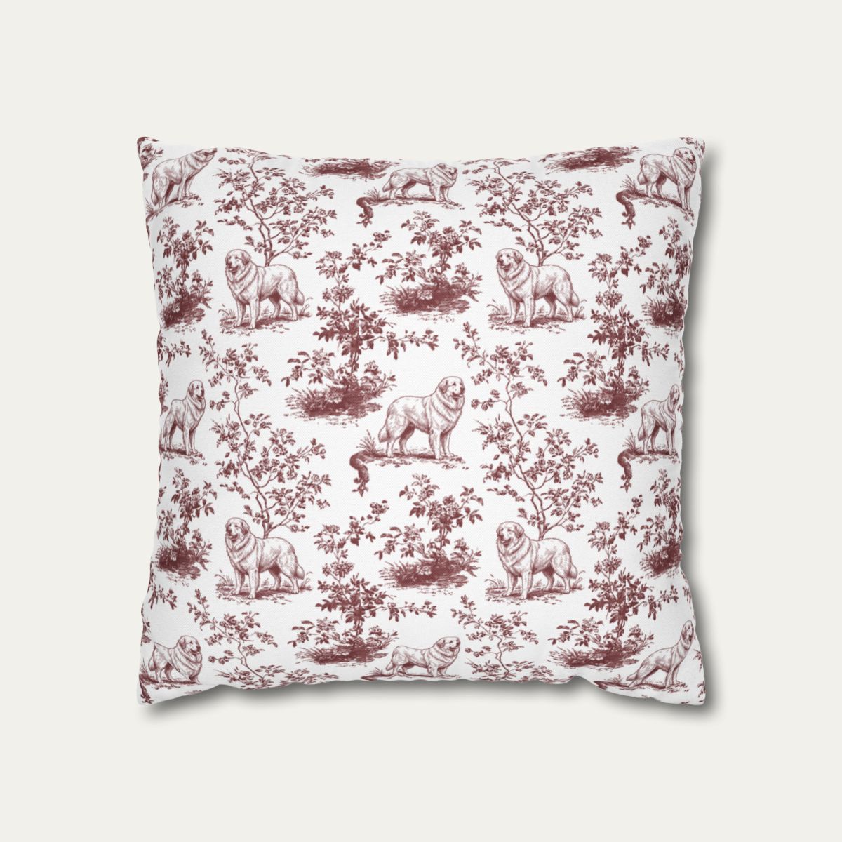 Great pyrenees Burgundy French Toile Pillow